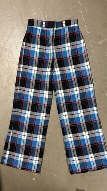 VINTAGE Kmart house wide leg Plaid Pants high rise blue red- MADE IN JAPAN